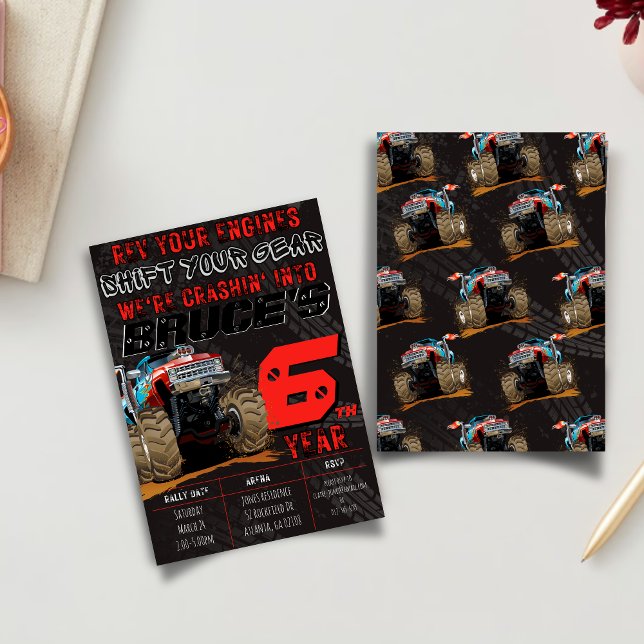 Kindermonster Truck Kundgebung Geburtstagsparty Ei Einladung (Von Creator hochgeladen)