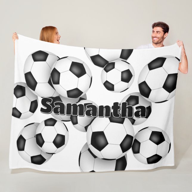 Kindername Cluster von Fußballbällen sportliche De Fleecedecke (Beispiel)