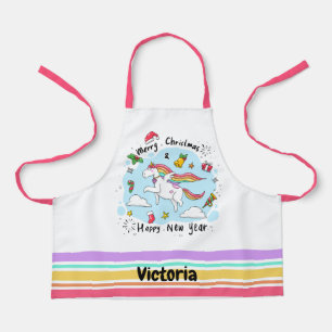 Kindername Einhorn Weihnachten & Neues Jahr Schürze