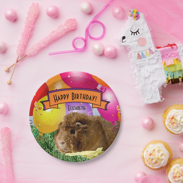 Kindername Happy Geburtstags-Guinea Schweinefleisc Pappteller (Party)