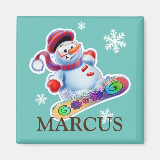 Kindername Snowboarden Snowman Kühlschrankmagnet (Vorne)