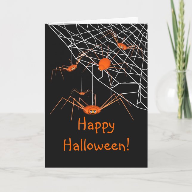 Kinderorange Halloween-Spinnen Karte (Vorderseite)
