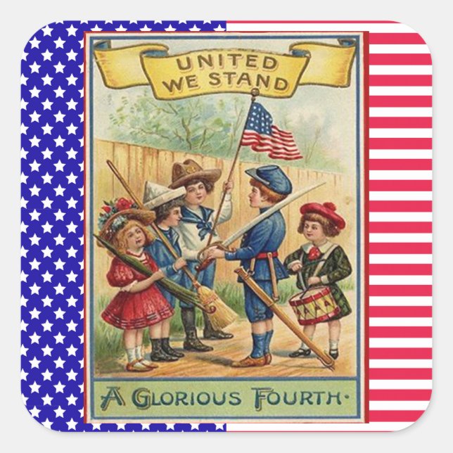 Kinderparade Amerikanische Unabhängigkeitstag Patr Quadratischer Aufkleber (Vorderseite)