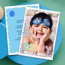 Kinderparty mit Niedlichem Foto Blue Birthday