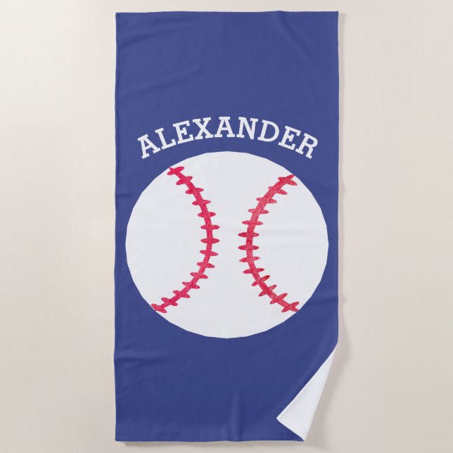 Kinderpersonalisierter Baseball trägt Blau zur Strandtuch (Vorderseite)