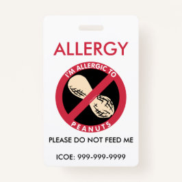 Kinderpersonalisierter Erdnuss-Allergie-Notfall Ausweis