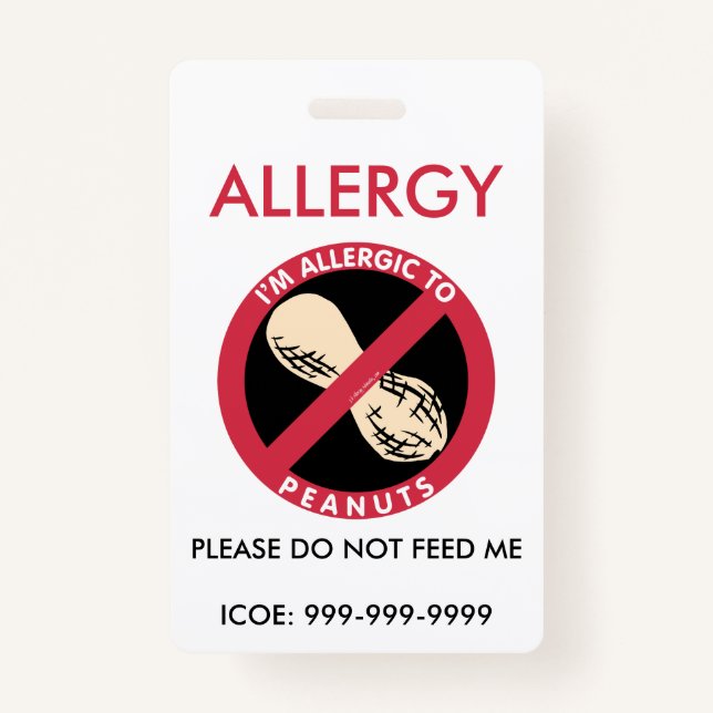 Kinderpersonalisierter Erdnuss-Allergie-Notfall Ausweis (Vorderseite)