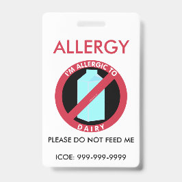 Kinderpersonalisierter Molkereiallergie-Notfall Ausweis
