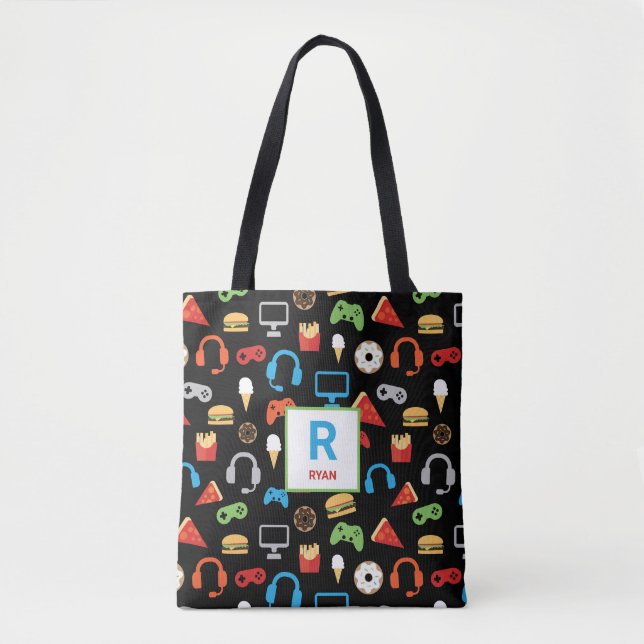 Kinderpersonalisierter Videospiel-MusterGamer Tasche (Vorderseite)