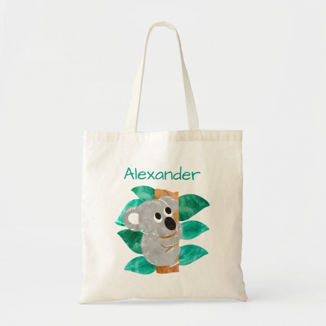 Kinderpersonalisiertes Watercolor-Koala-Bärn-Tier Tragetasche (Vorne)