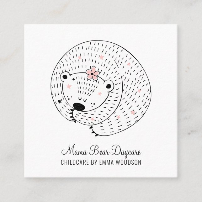 Kinderpflege Daycare Mama Bear Business Card Quadratische Visitenkarte (Vorderseite)