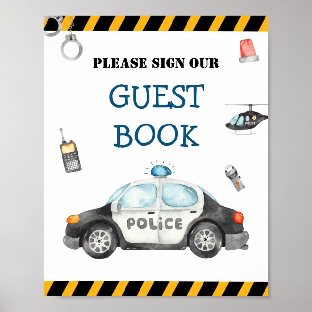 Kinderpolizei Geburtstagspartei Gast Book Sign Poster (Vorne)