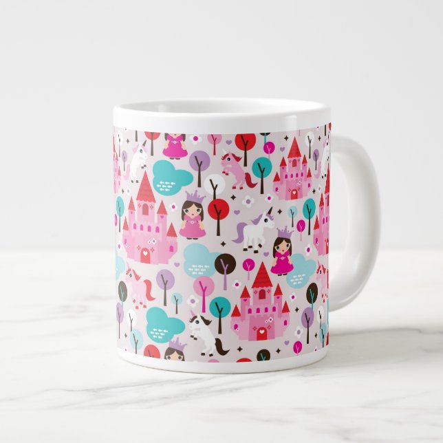 Kinderprinzessinschloss und -Einhorn Jumbo-Tasse (Vorderseite Rechts)