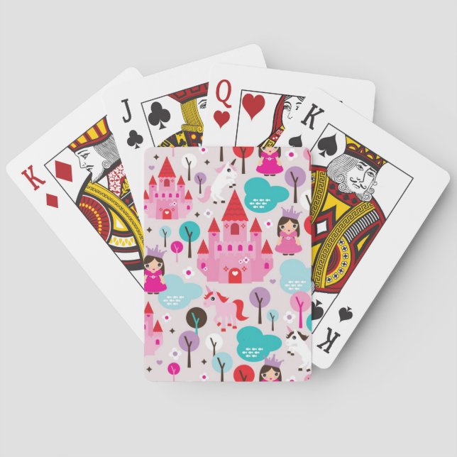 Kinderprinzessinschloss und -Einhorn Spielkarten (Rückseite)