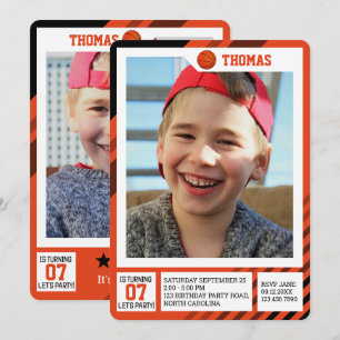 Kinderprofil-Tausch-Basketball-Geburtstagsfotos Einladung