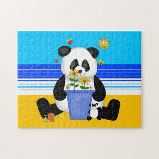 Kinderpuzzle Panda am Strand