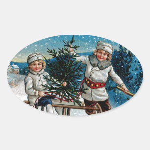 Kinderrodelbahn Ovaler Aufkleber