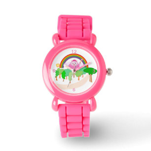 Kinderrosa Glitzer-Bügel-niedliche feenhafte Armbanduhr