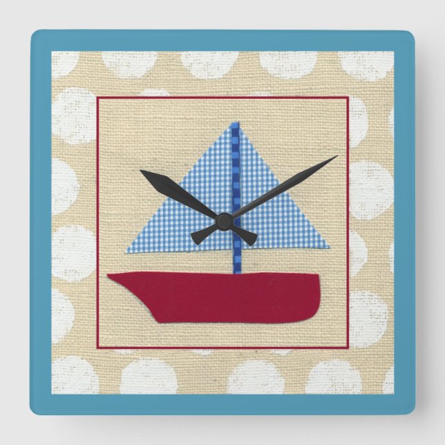 Kinderschiff von Chariklia Zarris Quadratische Wanduhr (Vorderseite)
