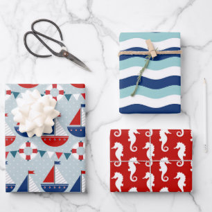 Kinderschifffahrtsmuster Geschenkpapier Set