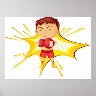 Kinderschlagzeuger in roten Handschuhen und Shorts Poster