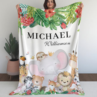 Kinderschuhe mit hübschen Junglebetieren Fleecedecke