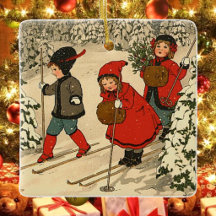 Kinderski, eine Vintage Winterlandschaft