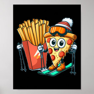 Kinderskikurs Pizza Pizzeria Französisches Fry Ski Poster