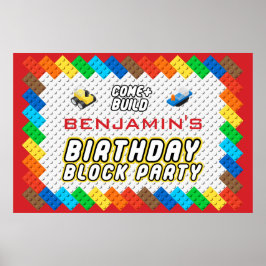 Kinderspiel-Party-Blockbaustein-Party Poster