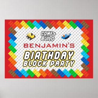 Kinderspiel-Party-Blockbaustein-Party Poster