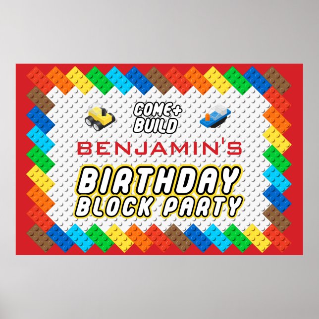 Kinderspiel-Party-Blockbaustein-Party Poster (Vorne)