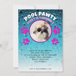 Kinderspielhund-Geburtstagsfeier für Foto im Pool Einladung