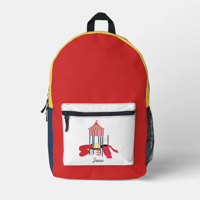 Kinderspielplatz Individuelle Name School Bedruckter Rucksack (Vorderseite)