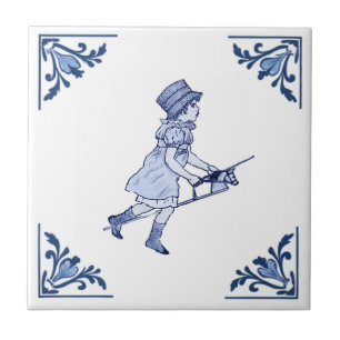 Kinderspielzeug Pferd Delft Corner Blau & Weiß Fliese