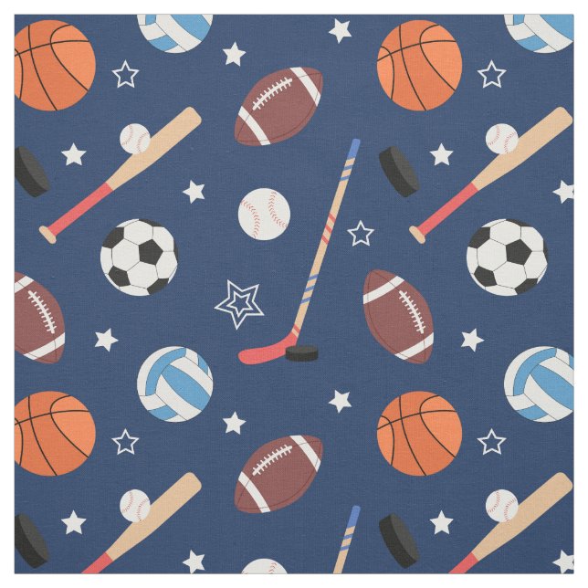 Kindersportgeräte-Muster auf blau Stoff (Muster)