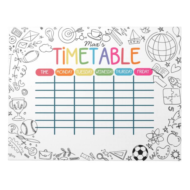 Kinderstuhlfahrplan niedliche Doodle Notizblock (Vorderseite)