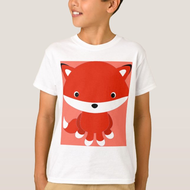 Kindert-shirt niedlicher Cartoonorange Fox T-Shirt (Vorderseite)