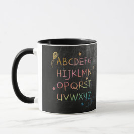 Kindertasse - ABC Sterne bunt - Tafel Kreide |  Tasse