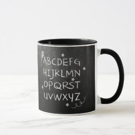 Kindertasse - ABC Sterne weiß - Tafel Kreide |  Tasse