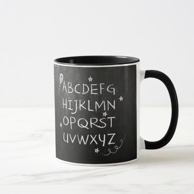 Kindertasse - ABC Sterne weiß - Tafel Kreide |  Tasse (Rechts)