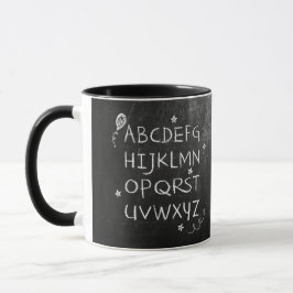 Kindertasse - ABC Sterne weiß - Tafel Kreide |  Tasse