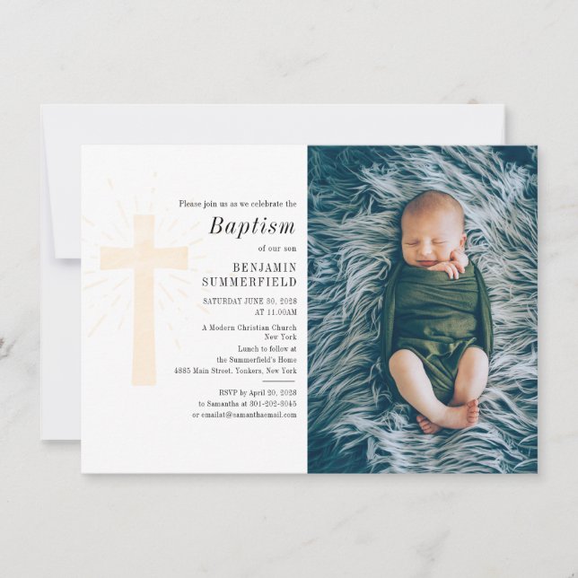 Kindertaufe Custom Foto Religiöse Zeremonie Einladung (Vorderseite)