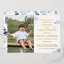 Kindertaufe und 1. Geburtstag Foto Folieneinladung