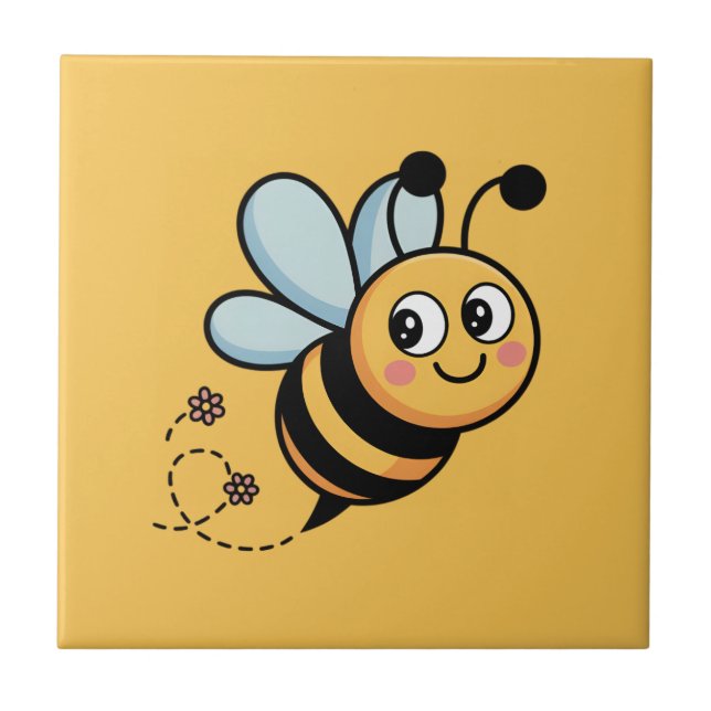 Kindertaugliches Bienenmaskottchen mit gepunkteter Fliese (Vorderseite)