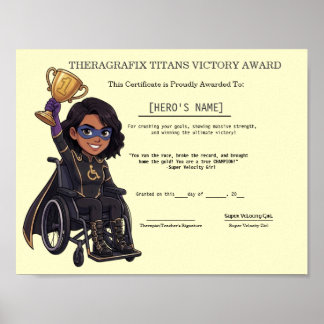 Kindertherapie-Superhelden-Trophäe Abschluss Poster