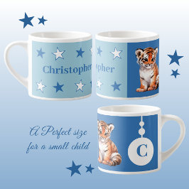Kindertiger-Tasse personalisierter Name blau Espressotasse