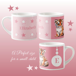 Kindertiger-Tasse personalisierter Name Rosa Espressotasse