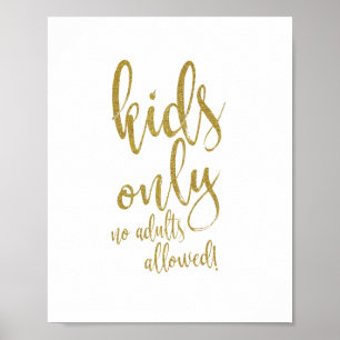 Kindertisch Gold Glitzer 8x10 Hochzeitszeichen Poster