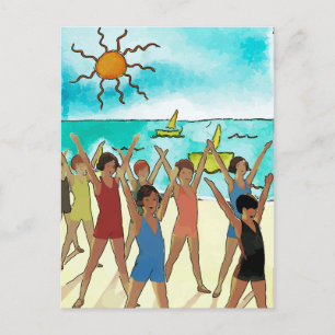 Kinderübung am Strand Postkarte