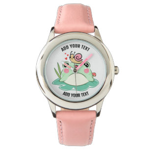 Kinderuhr aus Edelstahl mit rotem Lederarmband Armbanduhr